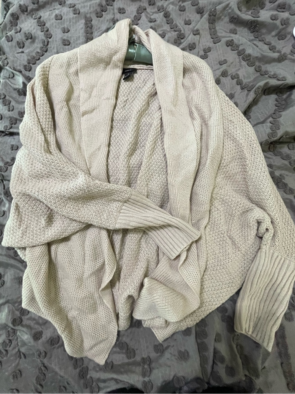 Rue21 Women's Cream Ribbed Knit Cardigan Sweater